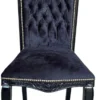 Casa Padrino Luxus Barock Hochlehn Esszimmer Stuhl Schwarz / Schwarz - Handgefertigter Antik Stil Stuhl mit edlem Samtstoff - Esszimmer Möbel im Barockstil