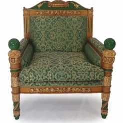 Casa Padrino Luxus Barock Hotel & Wohnzimmer Sessel Grün / Braun / Gold - Made in Italy