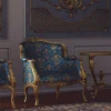 Casa Padrino Luxus Barock Hotel & Wohnzimmer Sessel Blau / Gold - Made in Italy