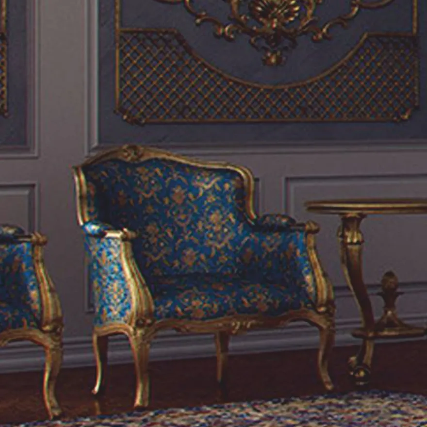 Casa Padrino Luxus Barock Hotel & Wohnzimmer Sessel Blau / Gold - Made in Italy