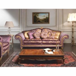 Casa Padrino Luxus Barock Hotel & Wohnzimmer Sofa Lila / Gold 260 cm - Made in Italy