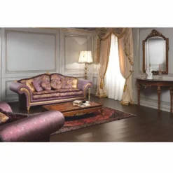 Casa Padrino Luxus Barock Hotel & Wohnzimmer Sofa Lila / Gold 260 cm - Made in Italy