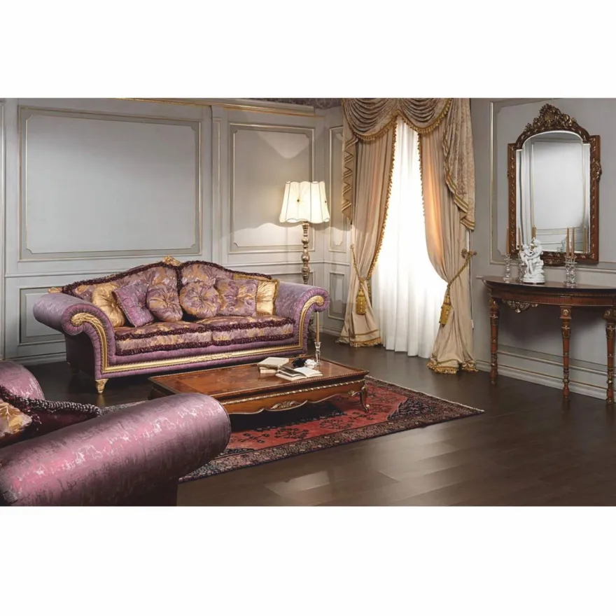 Casa Padrino Luxus Barock Hotel & Wohnzimmer Sofa Lila / Gold 260 cm - Made in Italy