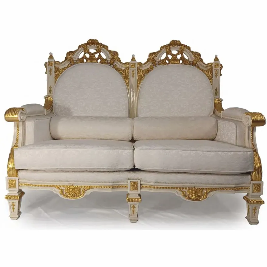 Casa Padrino Luxus Barock Hotel & Wohnzimmer Sofa Grau / Gold 145 cm - Made in Italy