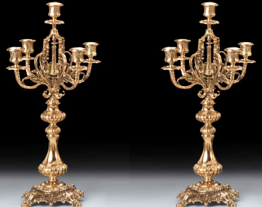 Casa Padrino Luxus Barock Kerzenhalter Set Gold Ø 25 x H. 48 cm - Handgefertigte Barockstil Bronze Kerzenständer - Barock Deko Accessoires - Barock Interior - Barock Möbel - Edel & Prunkvoll