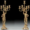 Casa Padrino Luxus Barock Kerzenhalter Set Gold Ø 24 x H. 58 cm - Handgefertigte Barockstil Bronze Kerzenständer - Barock Deko Accessoires - Barock Interior - Barock Möbel - Edel & Prunkvoll