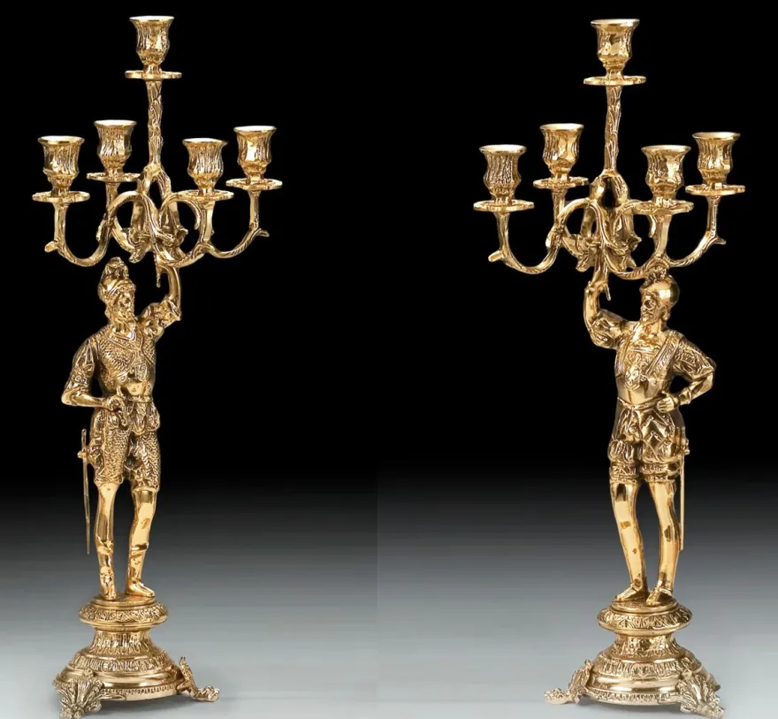 Casa Padrino Luxus Barock Kerzenhalter Set Gold Ø 24 x H. 58 cm - Handgefertigte Barockstil Bronze Kerzenständer - Barock Deko Accessoires - Barock Interior - Barock Möbel - Edel & Prunkvoll