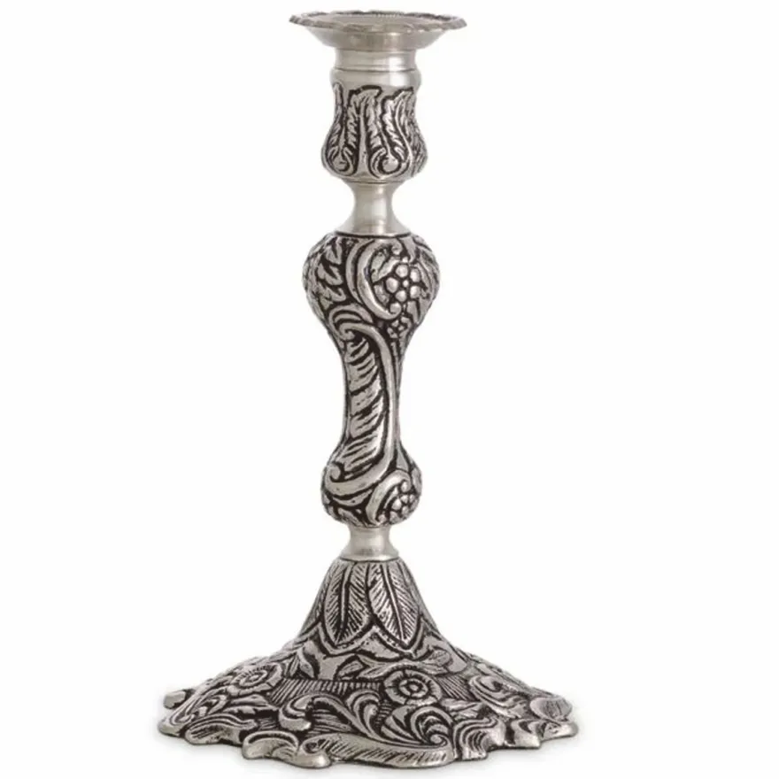 Casa Padrino Luxus Barock Kerzenständer Antik Silber H. 27,5 cm - Barock Deko
