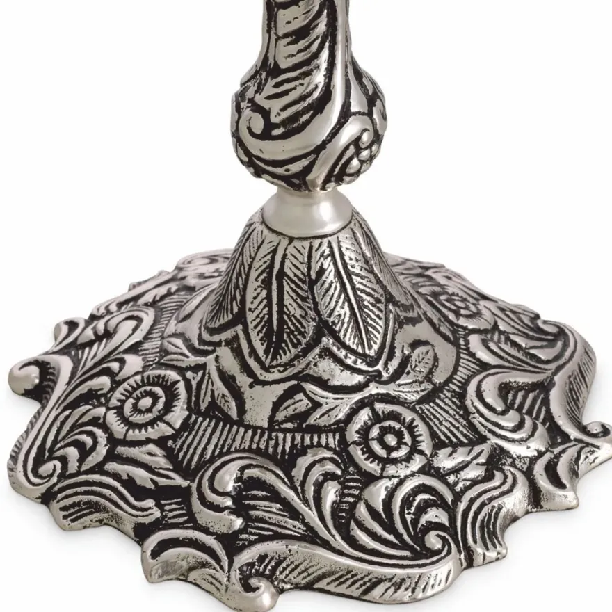 Casa Padrino Luxus Barock Kerzenständer Antik Silber H. 27,5 cm - Barock Deko