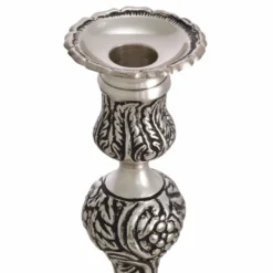 Casa Padrino Luxus Barock Kerzenständer Antik Silber H. 27,5 cm - Barock Deko