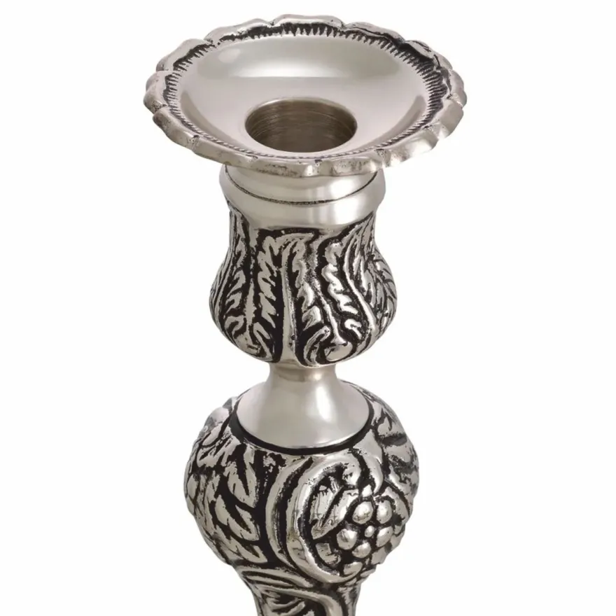 Casa Padrino Luxus Barock Kerzenständer Antik Silber H. 27,5 cm - Barock Deko