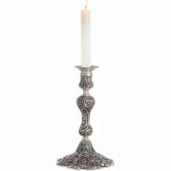 Casa Padrino Luxus Barock Kerzenständer Antik Silber H. 27,5 cm - Barock Deko