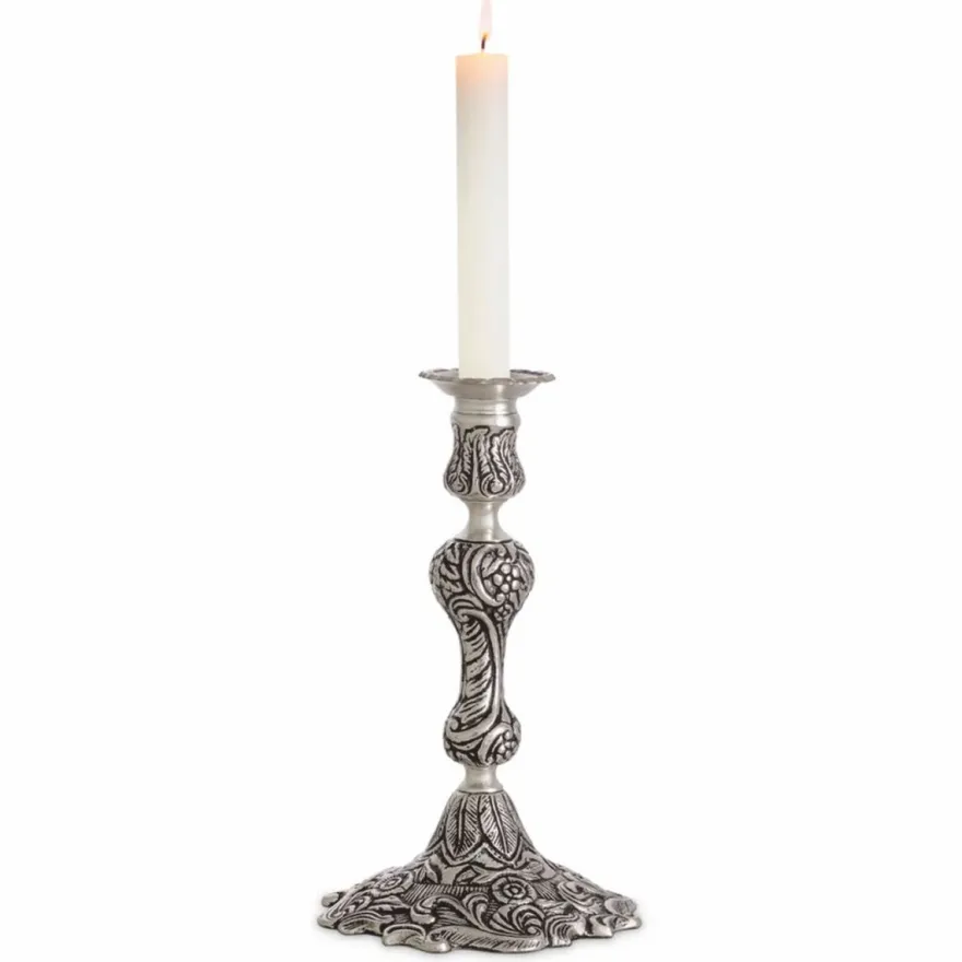 Casa Padrino Luxus Barock Kerzenständer Antik Silber H. 27,5 cm - Barock Deko