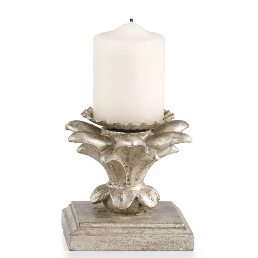 Casa Padrino Luxus Barock Kerzenhalter Antik Silber H. 9 cm - Made in Italy
