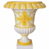 Casa Padrino Luxus Barock Keramik Blumentopf Weiß / Gelb Ø 45 x H. 57 cm - Garten Deko