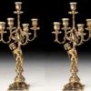 Casa Padrino Luxus Barock Kerzenhalter Set Gold Ø 24 x H. 45 cm - Handgefertigte Barockstil Bronze Kerzenständer - Barock Deko Accessoires - Barock Interior - Barock Möbel - Edel & Prunkvoll