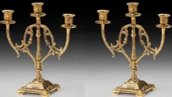 Casa Padrino Luxus Barock Kerzenhalter Set Gold 24 x H. 28 cm - Handgefertigte Barockstil Bronze Kerzenständer - Barock Deko Accessoires - Barock Interior - Barock Möbel - Edel & Prunkvoll
