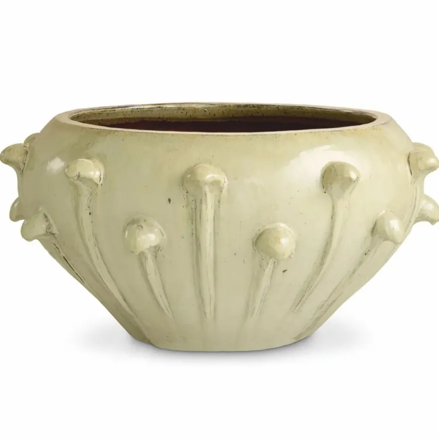 Casa Padrino Luxus Barock Keramik Blumentopf Antik Sandfarben Ø 89 x H. 45 cm