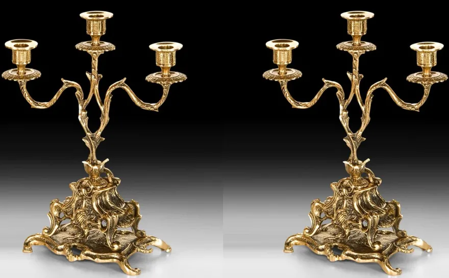 Casa Padrino Luxus Barock Kerzenhalter Set Gold 24 x H. 34 cm - Handgefertigte Barockstil Bronze Kerzenständer - Barock Deko Accessoires - Barock Interior - Barock Möbel - Edel & Prunkvoll