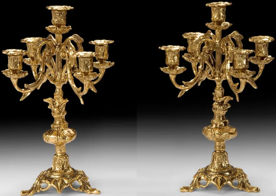 Casa Padrino Luxus Barock Kerzenhalter Set Gold Ø 25 x H. 38 cm - Handgefertigte Barockstil Bronze Kerzenständer - Barock Deko Accessoires - Barock Interior - Barock Möbel - Edel & Prunkvoll