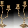 Casa Padrino Luxus Barock Kerzenhalter Set Gold 17 x H. 26 cm - Handgefertigte Barockstil Bronze Kerzenständer - Barock Deko Accessoires - Barock Interior - Barock Möbel - Edel & Prunkvoll