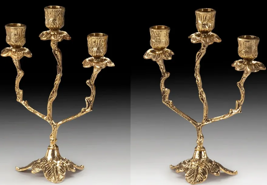Casa Padrino Luxus Barock Kerzenhalter Set Gold 17 x H. 26 cm - Handgefertigte Barockstil Bronze Kerzenständer - Barock Deko Accessoires - Barock Interior - Barock Möbel - Edel & Prunkvoll