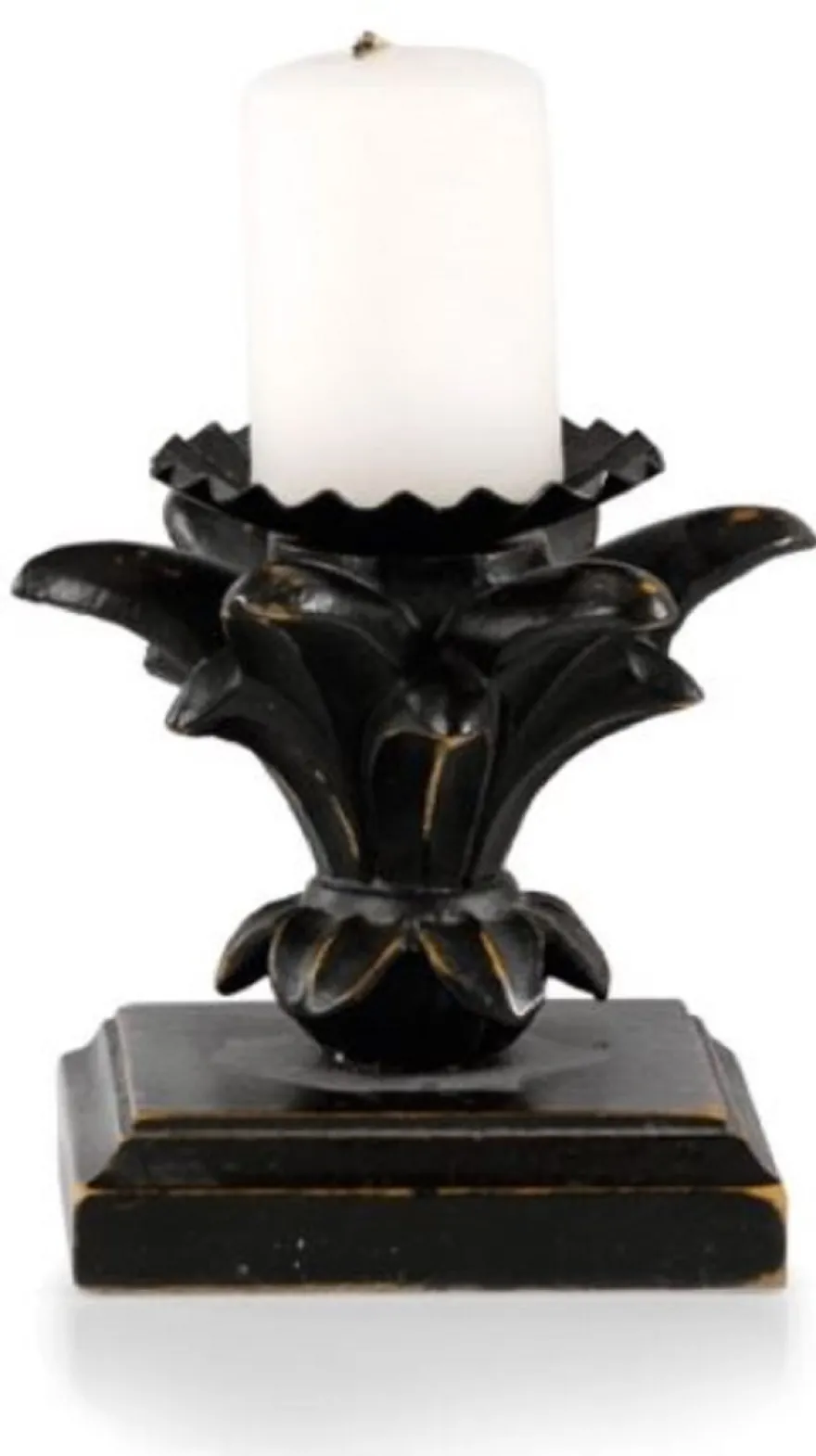 Casa Padrino Luxus Barock Kerzenhalter Antik Schwarz 9 x 9 x H. 9 cm - Kleiner handgeschitzter Barockstil Kerzenständer - Luxus Deko Accessoires im Barockstil - Luxus Qualität - Made in Italy