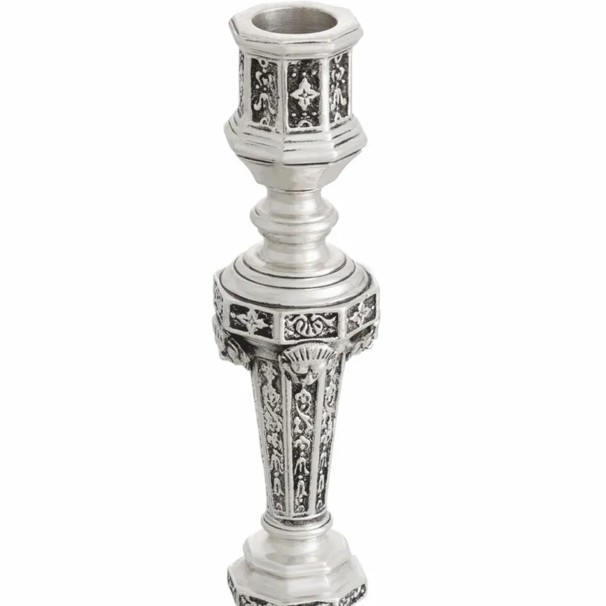 Casa Padrino Luxus Barock Kerzenständer im französischen Stil Antik Silber H. 25 cm - Barockstil Deko Accessoires
