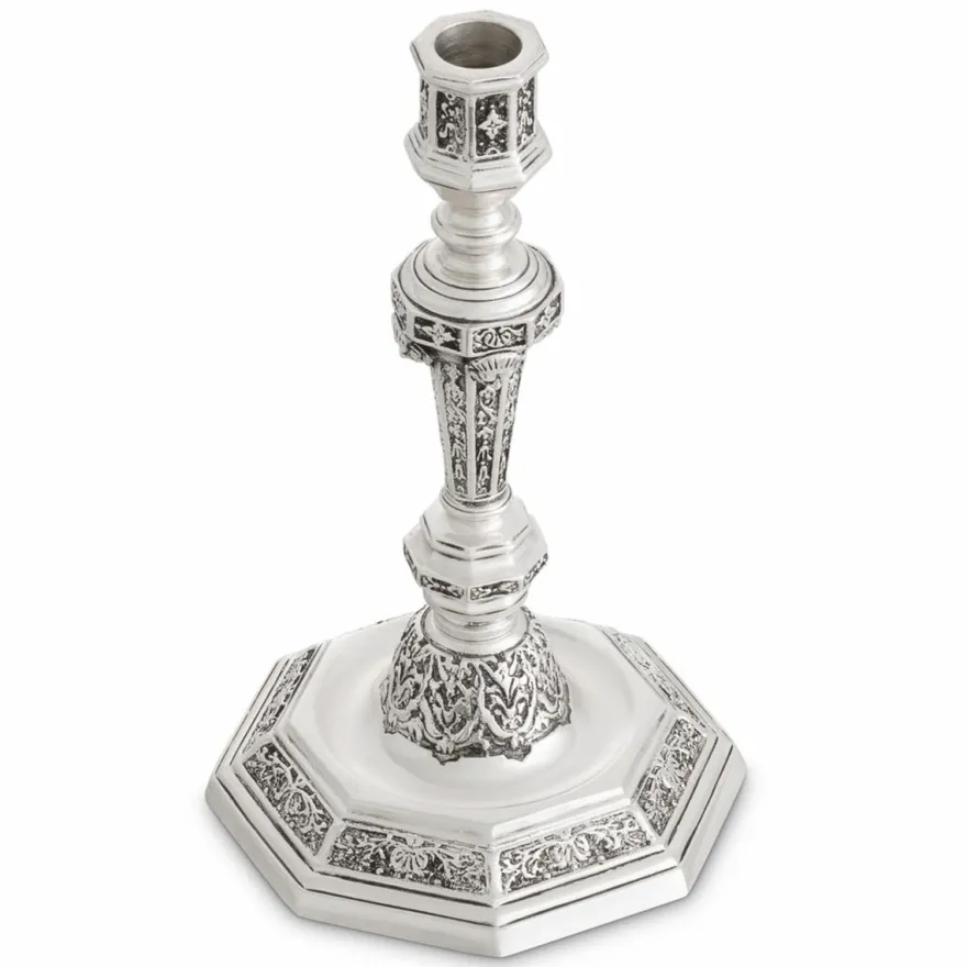 Casa Padrino Luxus Barock Kerzenständer im französischen Stil Antik Silber H. 25 cm - Barockstil Deko Accessoires