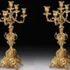 Casa Padrino Luxus Barock Kerzenhalter Set Gold Ø 27 x H. 52 cm - Handgefertigte Barockstil Bronze Kerzenständer - Barock Deko Accessoires - Barock Interior - Barock Möbel - Edel & Prunkvoll
