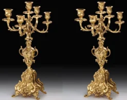 Casa Padrino Luxus Barock Kerzenhalter Set Gold Ø 27 x H. 52 cm - Handgefertigte Barockstil Bronze Kerzenständer - Barock Deko Accessoires - Barock Interior - Barock Möbel - Edel & Prunkvoll