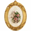 Casa Padrino Luxus Barock Keramik Gemälde mit Massivholzrahmen Creme / Beige / Gold / Bunt H. 98 cm - Barock Wanddeko - Made in Italy