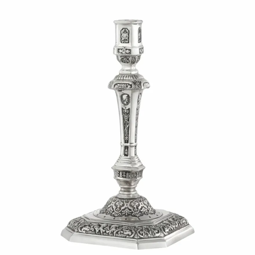Casa Padrino Luxus Barock Kerzenständer im französischen Stil Antik Silber H. 24,5 cm