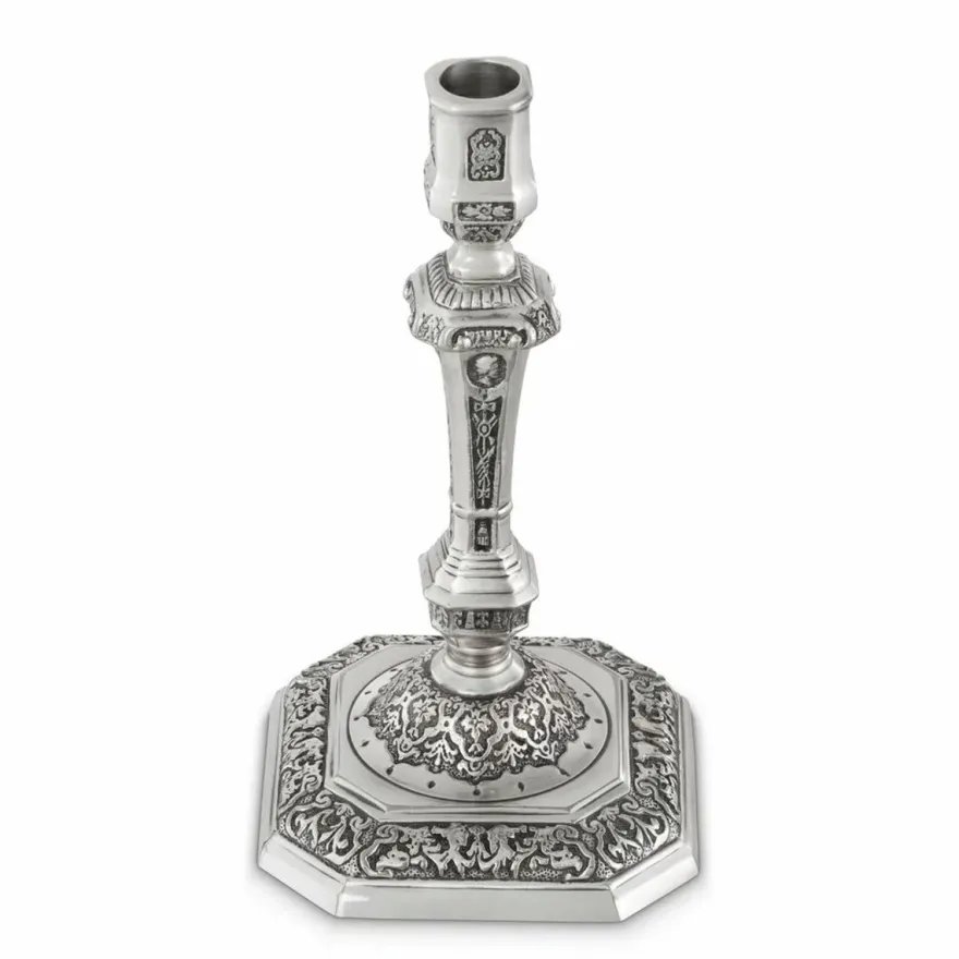 Casa Padrino Luxus Barock Kerzenständer im französischen Stil Antik Silber H. 24,5 cm