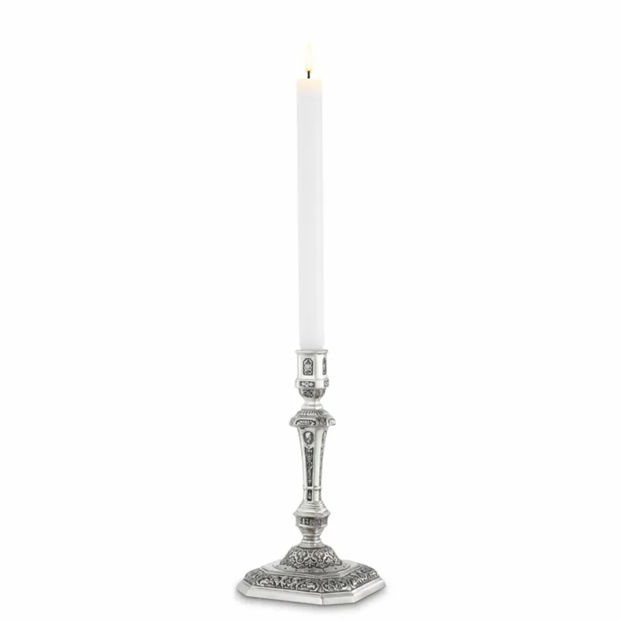 Casa Padrino Luxus Barock Kerzenständer im französischen Stil Antik Silber H. 24,5 cm