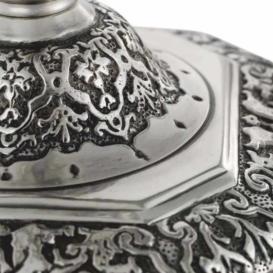 Casa Padrino Luxus Barock Kerzenständer im französischen Stil Antik Silber H. 24,5 cm