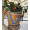 Casa Padrino Luxus Barock Keramik Blumentopf Beige / Blau / Weiß Ø 53 x H. 54 cm