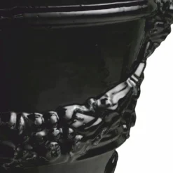 Casa Padrino Luxus Barock Keramik Blumentopf Schwarz Ø 60 x H. 56 cm - Garten Deko