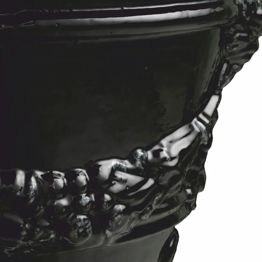 Casa Padrino Luxus Barock Keramik Blumentopf Schwarz Ø 60 x H. 56 cm - Garten Deko