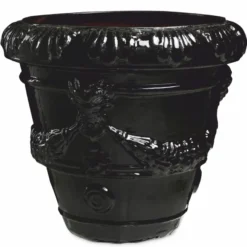 Casa Padrino Luxus Barock Keramik Blumentopf Schwarz Ø 60 x H. 56 cm - Garten Deko