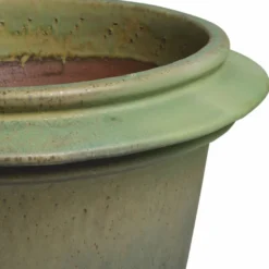 Casa Padrino Luxus Barock Keramik Blumentopf Grün Ø 57,5 x H. 54 cm - Garten Deko