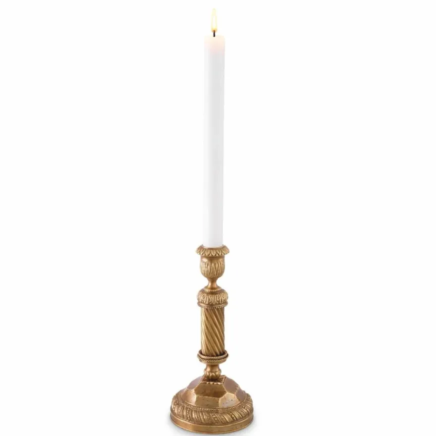 Casa Padrino Luxus Barock Kerzenhalter Vintage Messing H. 25 cm - Barock Deko Accessoires