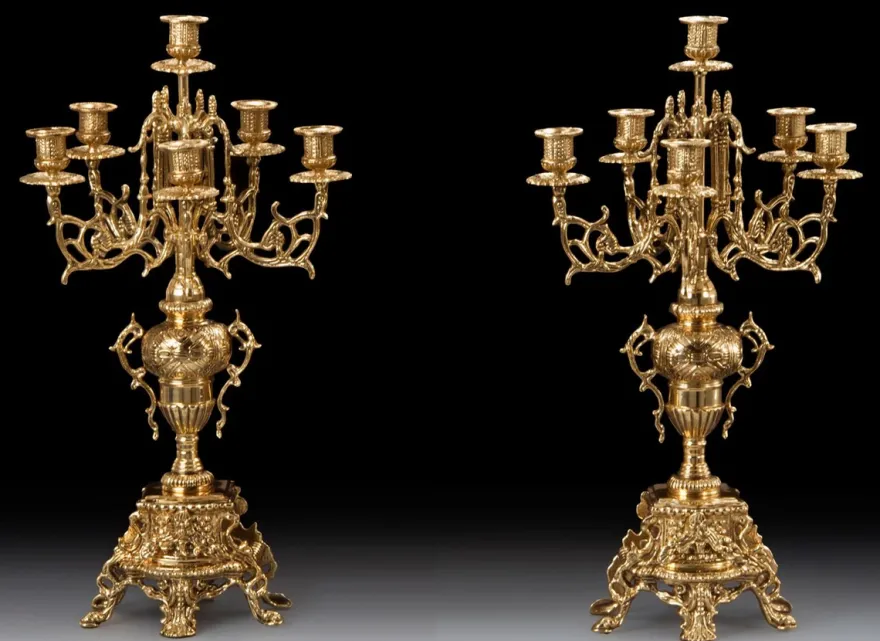 Casa Padrino Luxus Barock Kerzenhalter Set Gold Ø 30 x H. 56 cm - Handgefertigte Barockstil Bronze Kerzenständer - Barock Deko Accessoires - Barock Interior - Barock Möbel - Edel & Prunkvoll