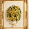 Casa Padrino Luxus Barock Keramik Gemälde mit Massivholzrahmen Creme / Beige / Gold / Grün / Gelb H. 106 cm - Barock Wanddeko - Made in Italy