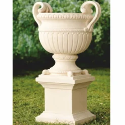 Casa Padrino Luxus Barock Keramik Blumentopf Creme Ø 72 x H. 78 cm - Garten Deko