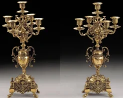 Casa Padrino Luxus Barock Kerzenhalter Set Gold Ø 23 x H. 43 cm - Handgefertigte Barockstil Bronze Kerzenständer - Barock Deko Accessoires - Barock Interior - Barock Möbel - Edel & Prunkvoll