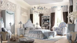 Casa Padrino Luxus Barock Kindersofa Grau / Mehrfarbig / Hellblau - Prunkvolles Barock Kinderzimmer Sofa - Barock Kinderzimmer Möbel - Erstklassische Qualität - Made in Italy