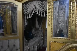 Casa Padrino Luxus Barock Königskutsche Gold / Blau / Grau - Prunkvolle Pferde Kutsche im Barockstil - Luxus Qualität - Edel & Prunkvoll
