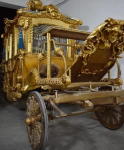 Casa Padrino Luxus Barock Königskutsche Gold / Blau / Grau - Prunkvolle Pferde Kutsche im Barockstil - Luxus Qualität - Edel & Prunkvoll