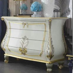 Casa Padrino Luxus Barock Kommode Weiß / Silber / Gold 135 cm - Made in Italy